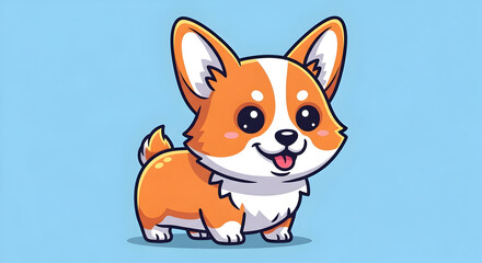 Obraz premium Cartoon Dog Standing Smiling on Blue Background