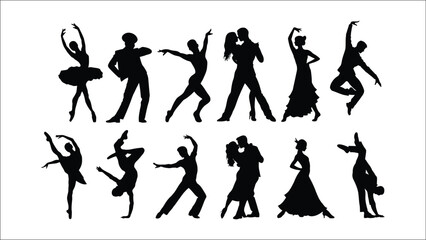 Obraz premium Silhouette Dance Extravaganza A Rhythmic Symphony of Movement and Graceful Poses Captivating the Essence of Artistic Expression