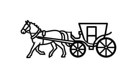Elegant horse drawn carriage silhouette