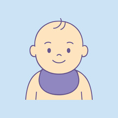 Cute cartoon baby boy with bib illustration