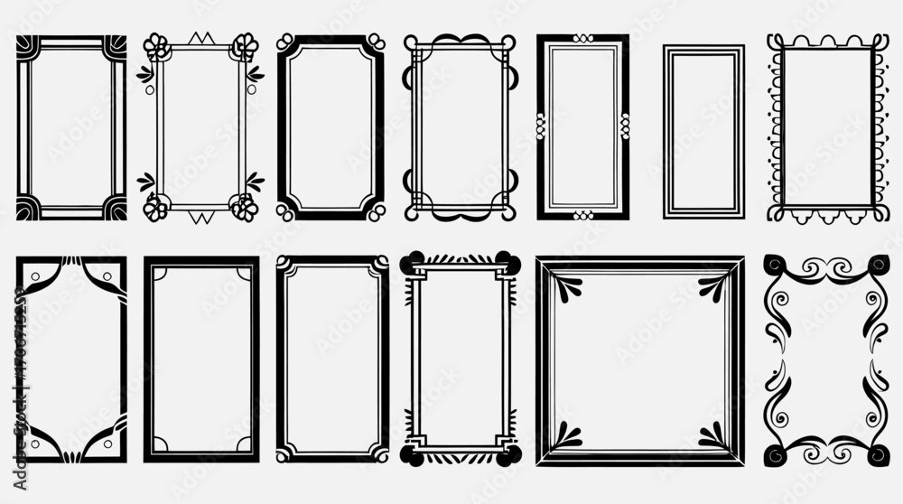 Aufkleber a collection of elegant vector frames in various shapes and styles, perfect for adding a decorative 