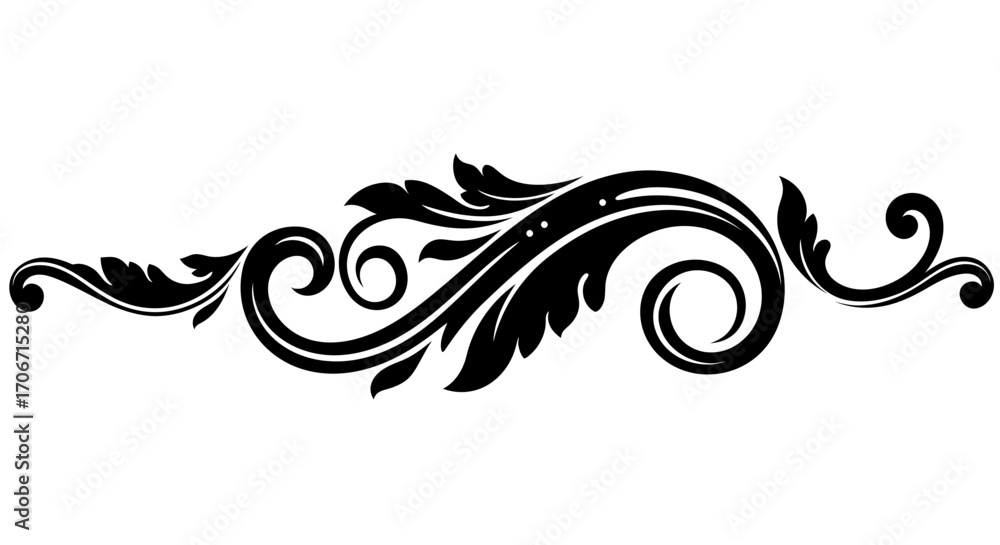 Poster an elegant black decorative flourish with intricate swirling leaf patterns creates a sophisticated d