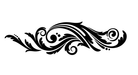 Elegant black flourish vector design with swirling curves and decorative leaf elements, perfect for graphic design accents.