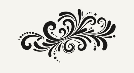 Fototapeta premium Elegant black flourish vector design element, perfect as a PNG for adding a decorative touch to logos, invitations, or websites. Download this high-quality vector graphic for your next project and