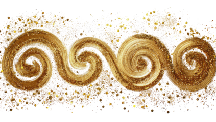 Gold spiral swirls on a bed of glittering particles