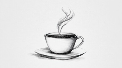 Obraz premium Hand-drawn grayscale cup of coffee