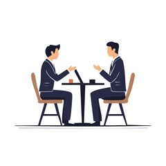 Modern flat pictogram of two persons facing each other upper body minimalist illustration