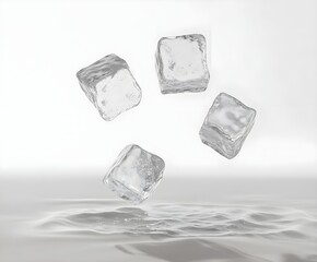 Obraz premium Ice Cubes Falling into Water