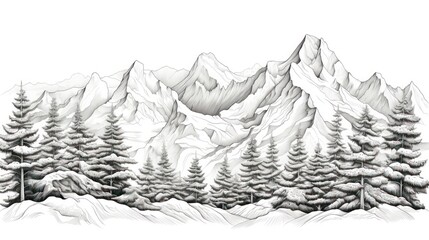 Mountain landscape drawing