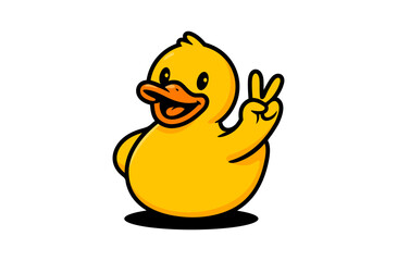 Cute Yellow Duck Mascot Logo