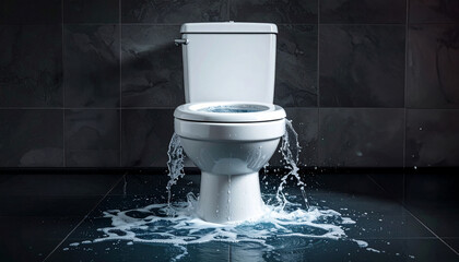 水が溢れる故障したトイレ