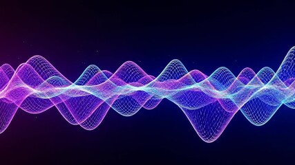 Futuristic abstract technology background with a dynamic flowing digital particle wave in vibrant neon colors - Powered by Adobe