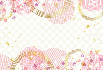 和柄　桜　年賀状　金　背景	
