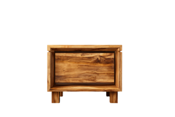 a wooden table with a drawer on top of it