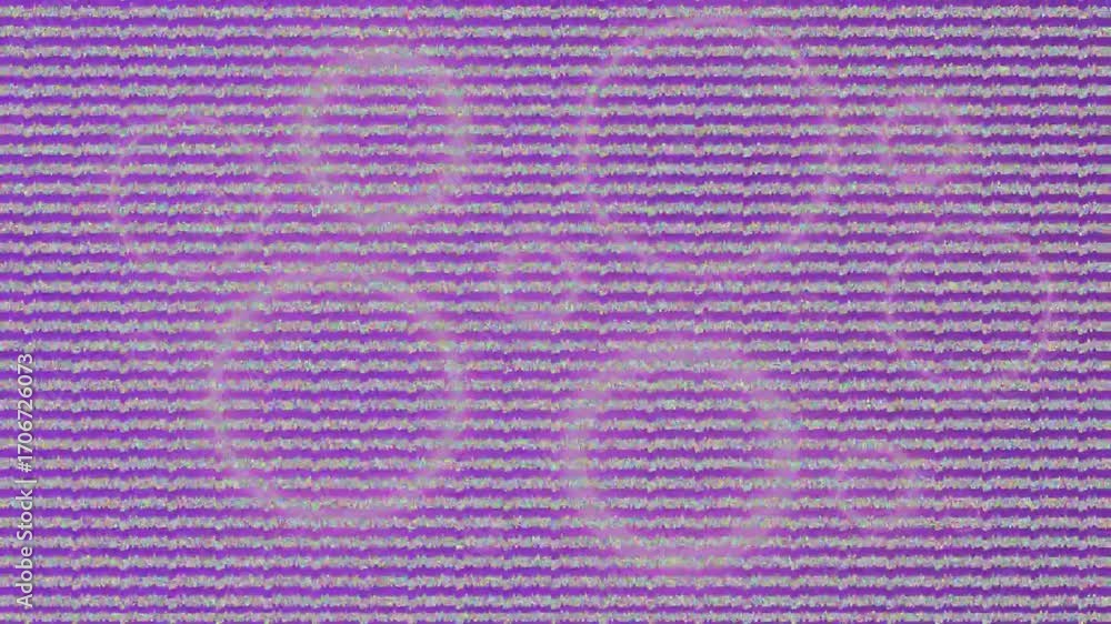 Poster after one second abstract glitch revealing multiple circles then fading into purple-gray static