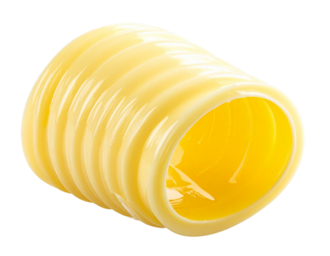 Angled Side View of Butter Curl, isolated on transparent background.