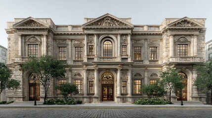 Fototapeta premium Elegant Architectural Masterpiece: A Stunning Facade of a Classic Building