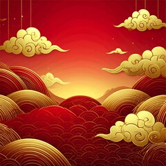 Golden clouds over red hills