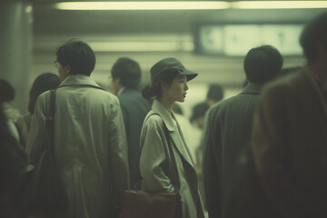 Obraz premium Woman Among Commuters