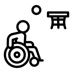 Wheelchair Racing Grant Line Icon of Paralympic Sports Icon Set
