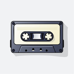 Obraz premium Classic audio cassette tape illustration with a blank label, representing nostalgic 80s retro aesthetic and vintage music technology