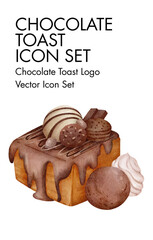 Chocolate toast Logo vector Icon set 
