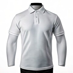 White polo shirt with long sleeves on a mannequin