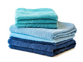 stack of clean blue clean white towels
