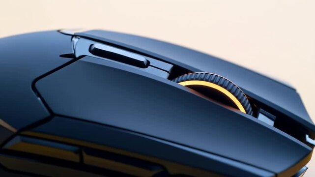 Dark computer mouse on yellow background