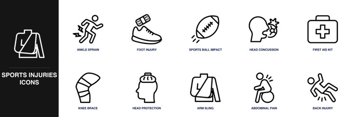 Sports Injuries Line Icon Set