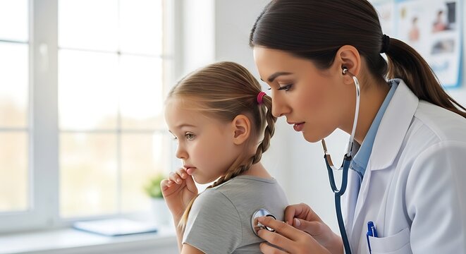 Doctor examines young patient child examination