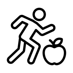 Running with Healthy Diet Line Icon of Nutrition for Athletes Icon Set
