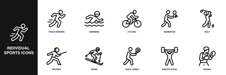 Individual Sports Line Icon Set