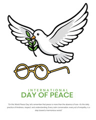 International Day of Peace Illustration with Earth and White Dove