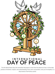 World Peace Day Concept with Dove and Olive Branch