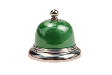 a bell with a green bell on top
