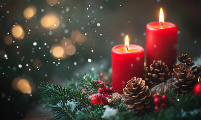 Christmas and New Year background with festive decorations, snowflakes, and holiday-themed elements. Ideal for greeting cards, invitations, and seasonal designs.