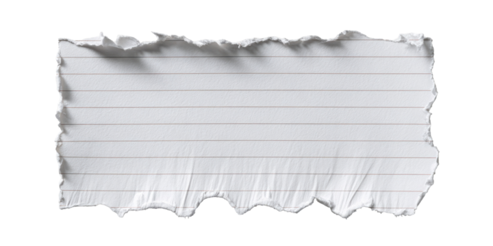 A piece of torn lined paper