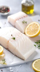 Fresh white fish fillets with lemon and herbs