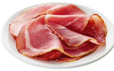 Slices of cured ham on a plate