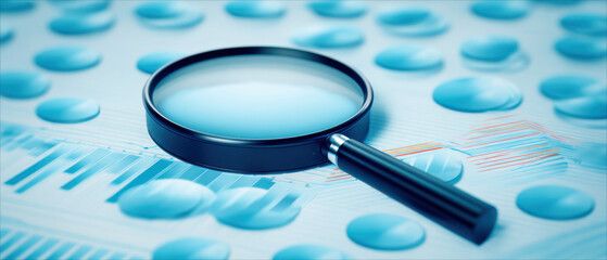 Magnifying Glass on Business Analytics and Data Matrix