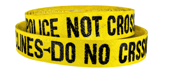 Yellow police crime scene tape rolled up