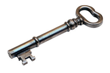 a metal key with a heart shaped handle