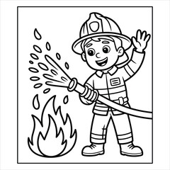 Firefighter Coloring Page for Kids
