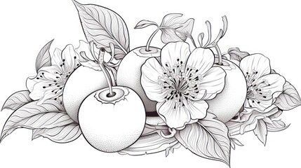 Floral fruit arrangement illustration