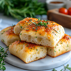 Baking fresh herb focaccia bread kitchen food photography bright close-up culinary delight
