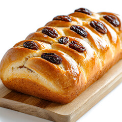 Freshly baked raisin bread bakery food photography cozy kitchen top view homemade delight
