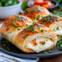 Baking cheesy stuffed bread rolls kitchen food photography home kitchen close-up culinary delight
