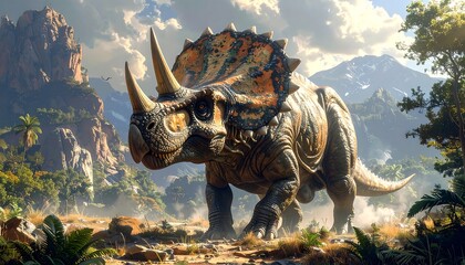 Majestic dinosaur in a lush prehistoric landscape (1)