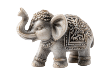a small elephant with a decorative design on its back
